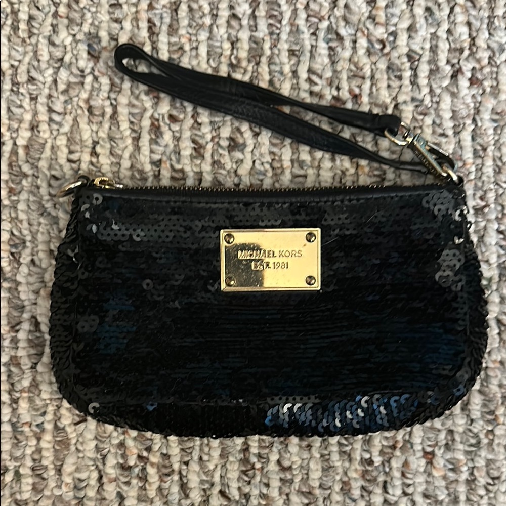 Michael Kors Black Sequin Wristlet